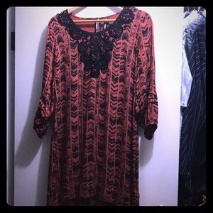 Navy and burnt orange dress